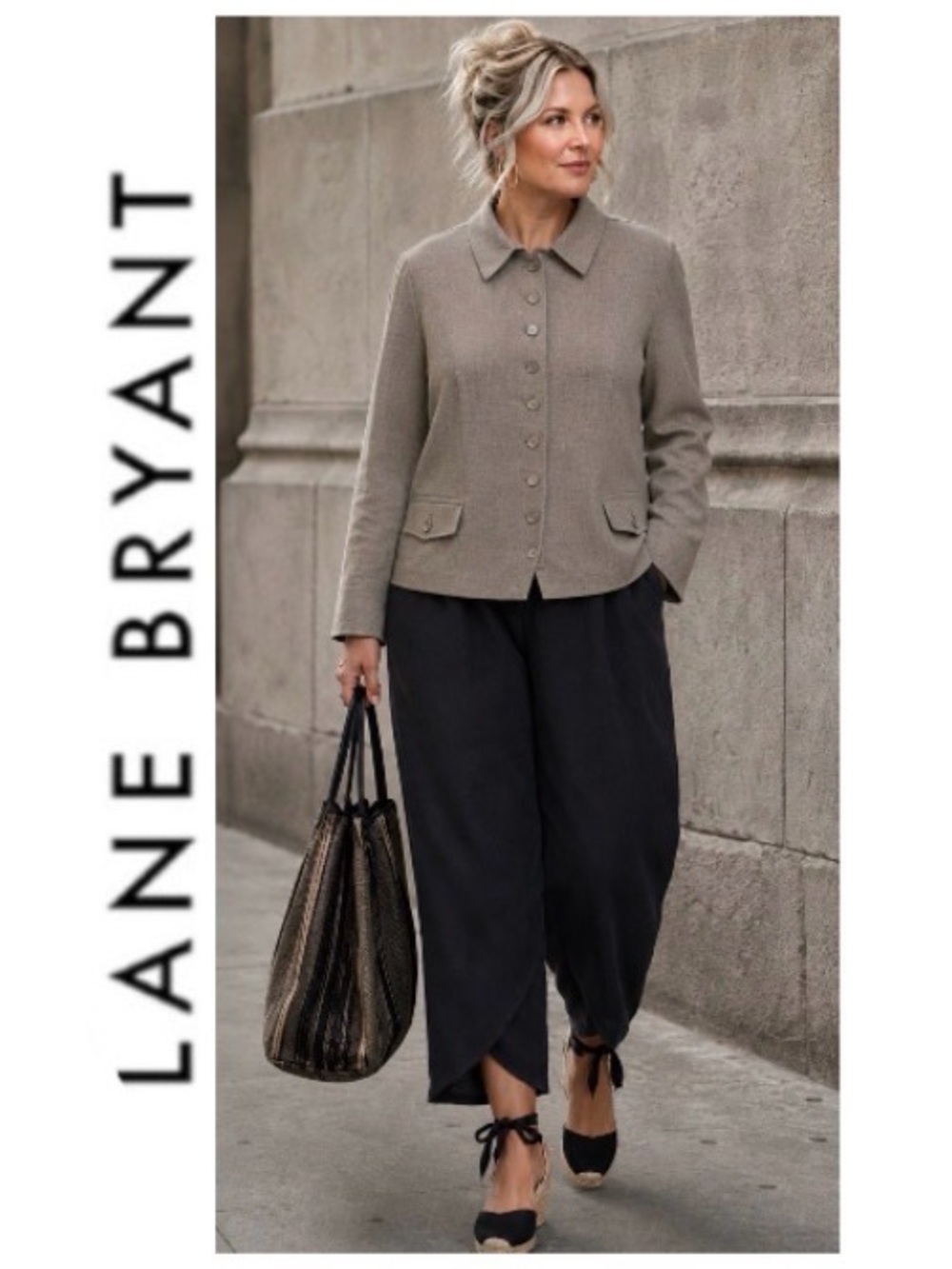 28W Lane Bryant Button Up Jacket with Peplum Back